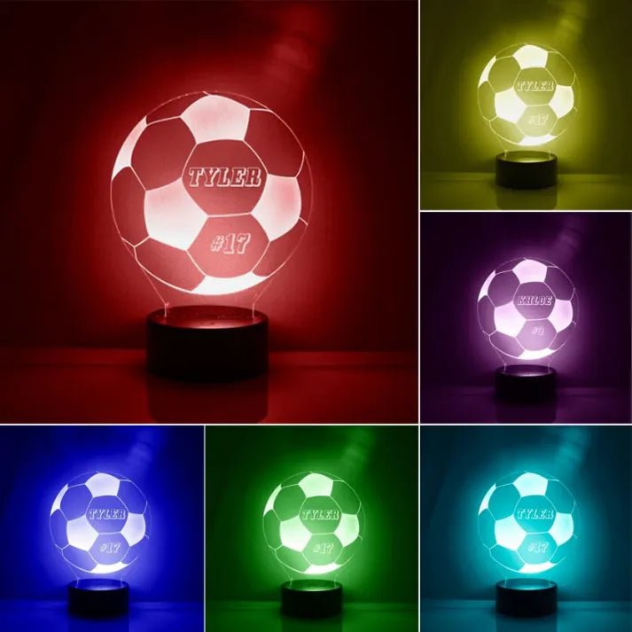 7 color LED Football Night Light Custom Name & digital Lamp Gifts for Kids - Family Watchs