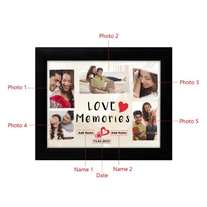 Custom 5 Photos - Personalised Couple Frame Custom 2 Names And Date - Family Watchs