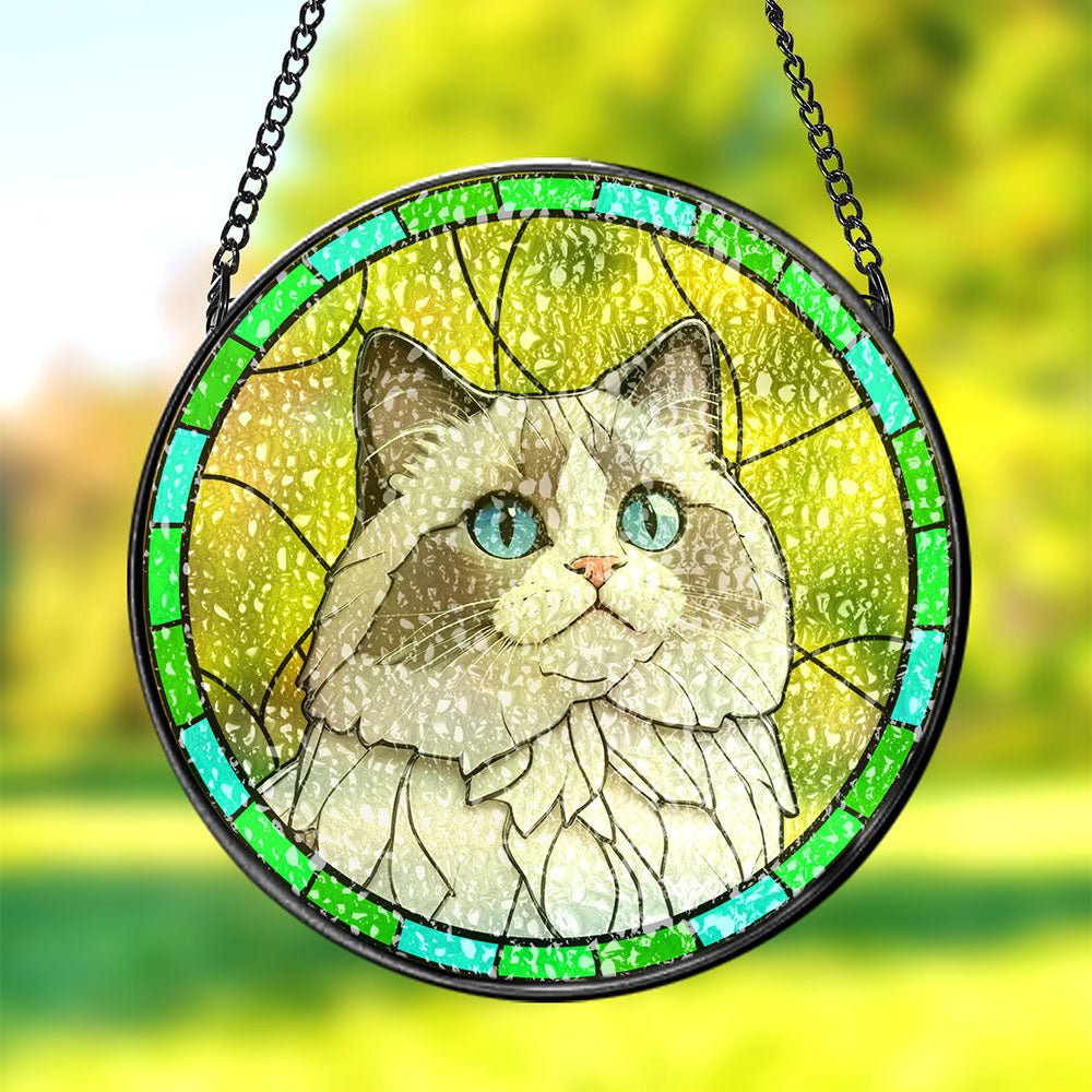 Custom Pet Portrait Art Suncatcher Stained Glass Ornament Dog Memorial Gifts for Pet Lovers - Family Watchs