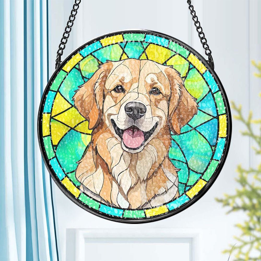 Custom Pet Stained Glass Suncatcher Pet Ornament Remembrance Gifts for Pet Lovers - Family Watchs