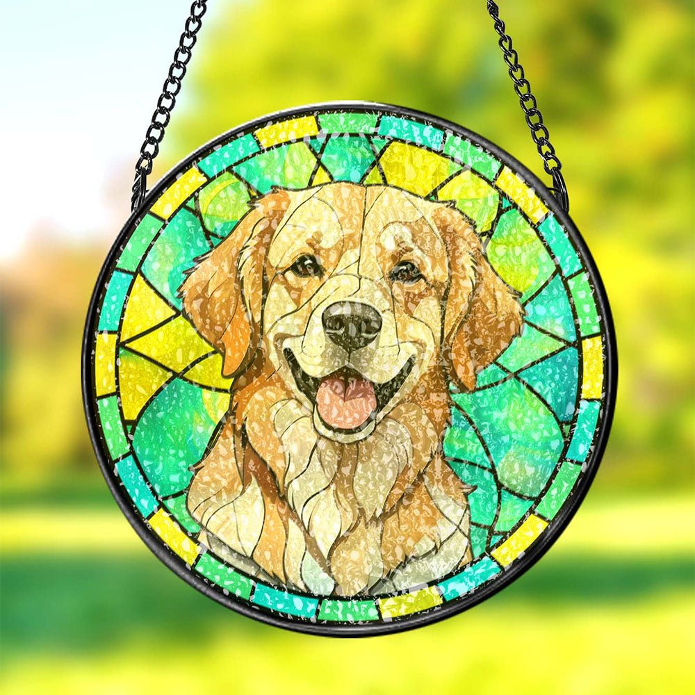 Custom Pet Stained Glass Suncatcher Pet Ornament Remembrance Gifts for Pet Lovers - Family Watchs