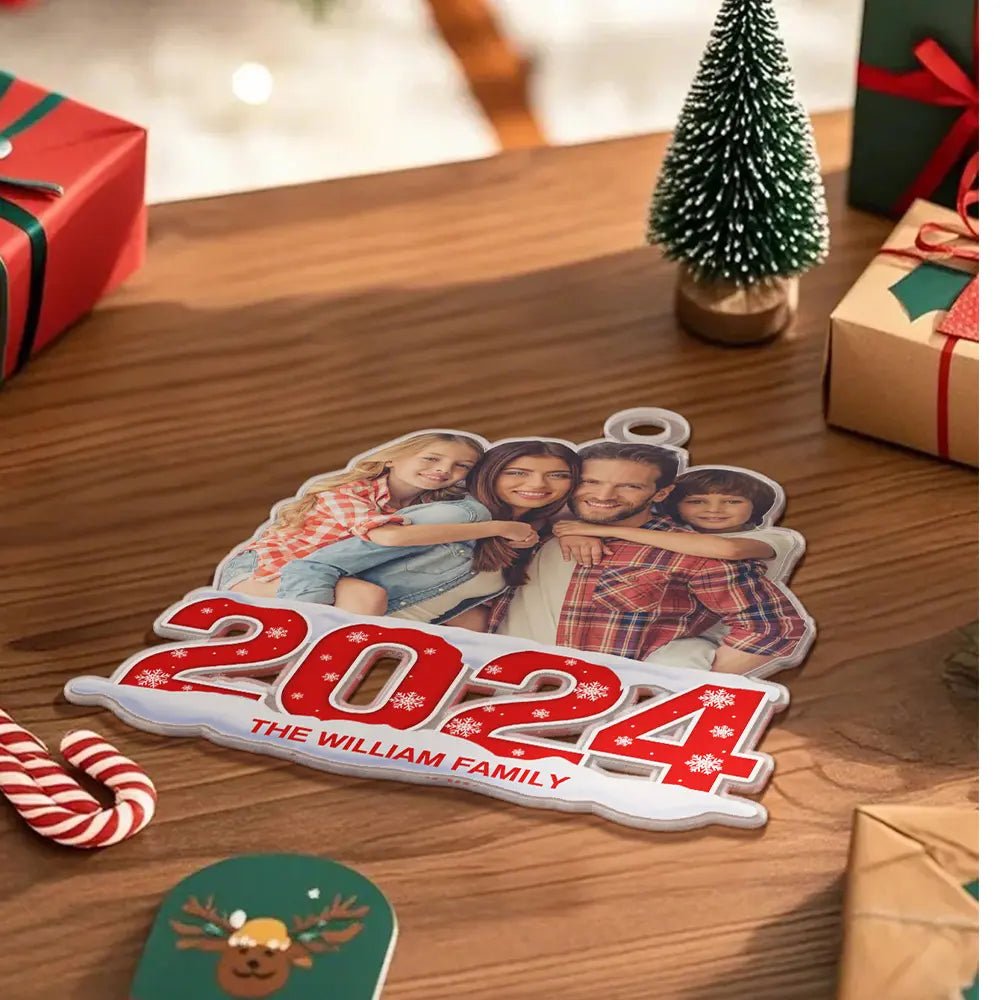 Custom Photo Family 2024 - Personalized Custom Acrylic Ornament - Family Watchs