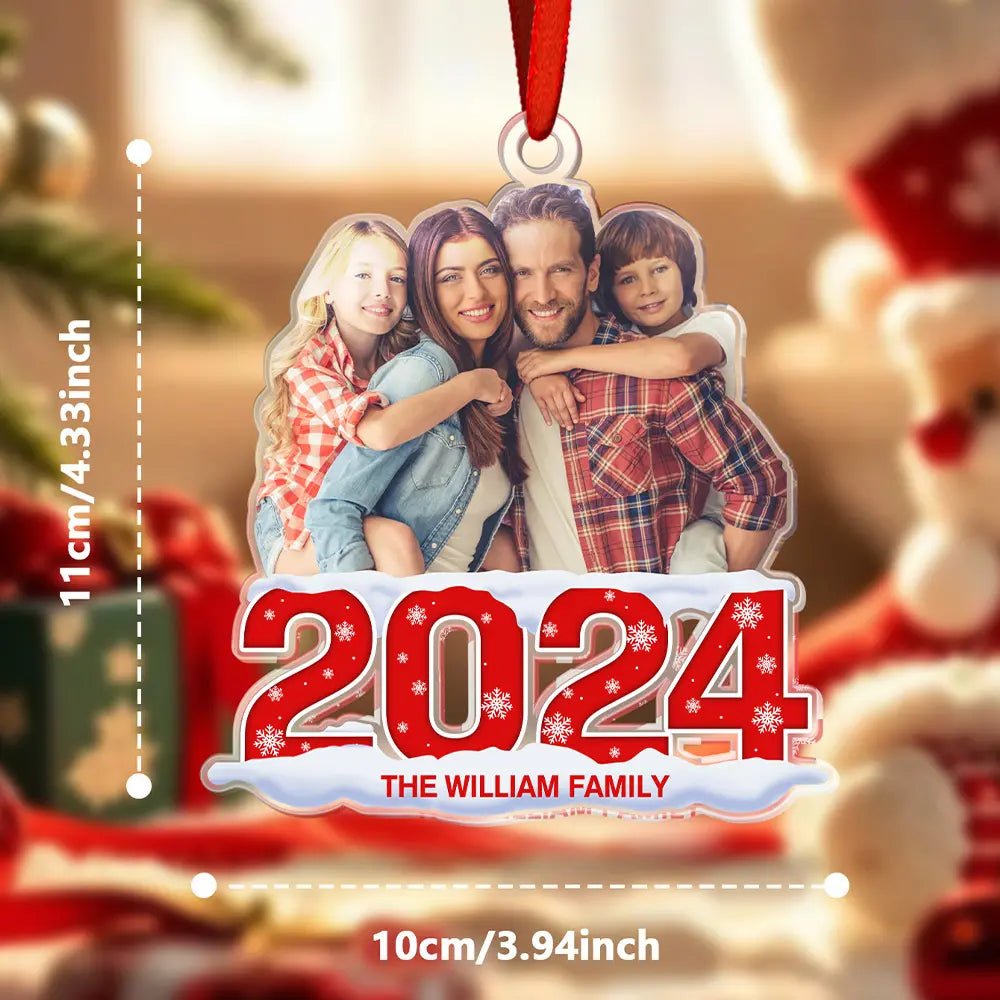 Custom Photo Family 2024 - Personalized Custom Acrylic Ornament - Family Watchs