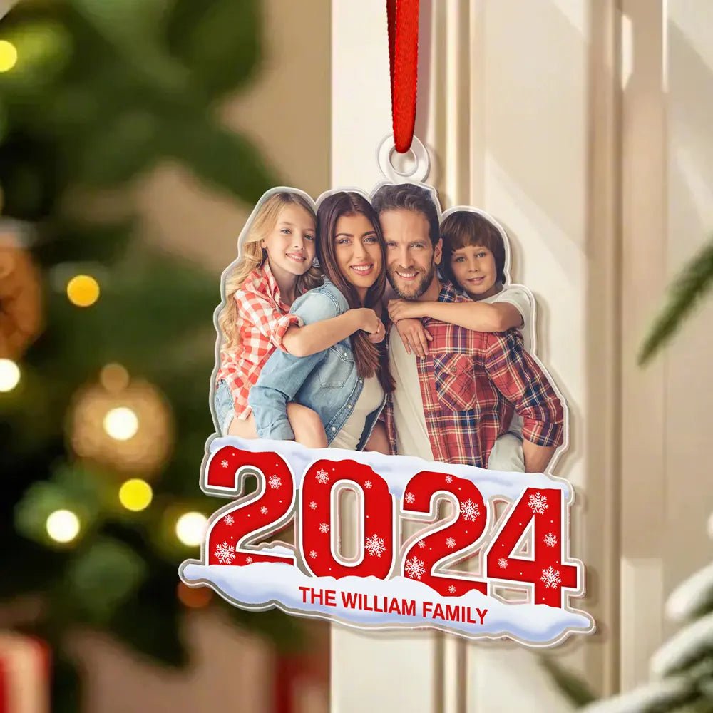 Custom Photo Family 2024 - Personalized Custom Acrylic Ornament - Family Watchs