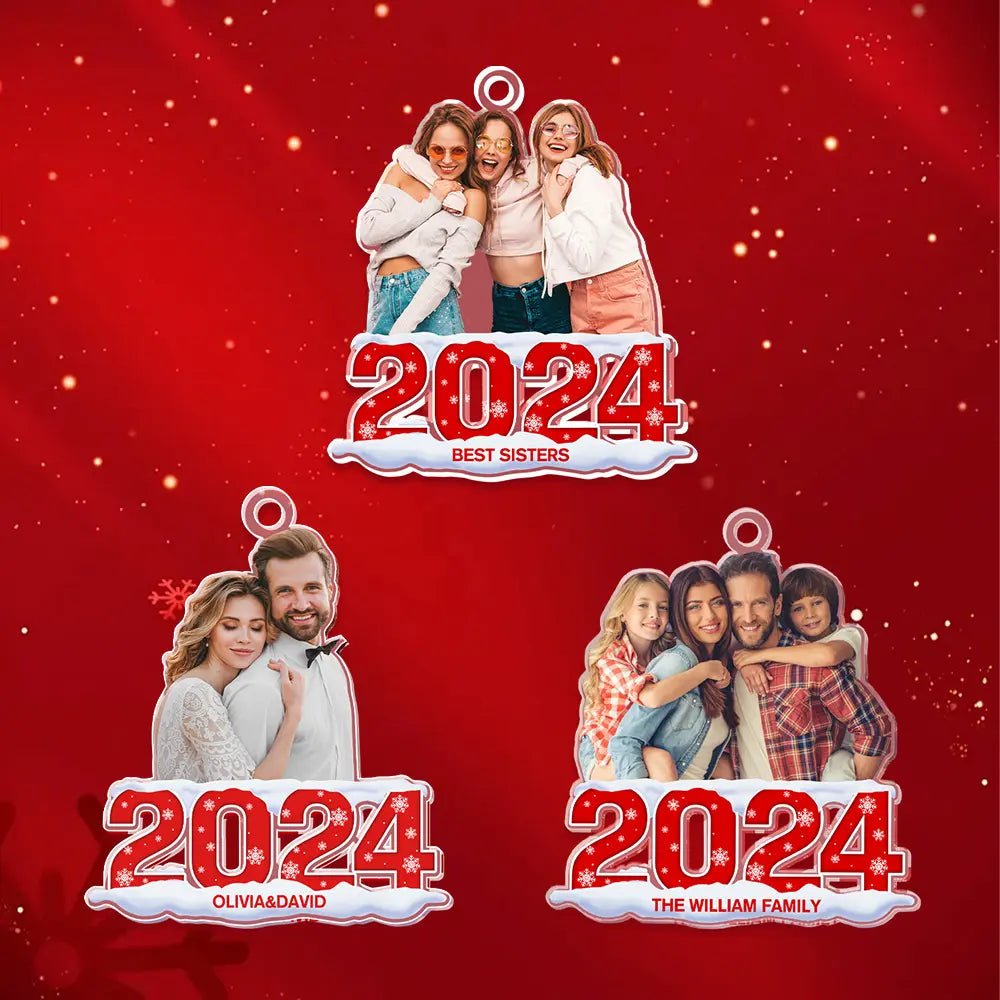 Custom Photo Family 2024 - Personalized Custom Acrylic Ornament - Family Watchs