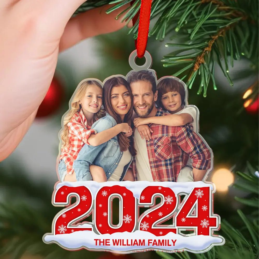 Custom Photo Family 2024 - Personalized Custom Acrylic Ornament - Family Watchs