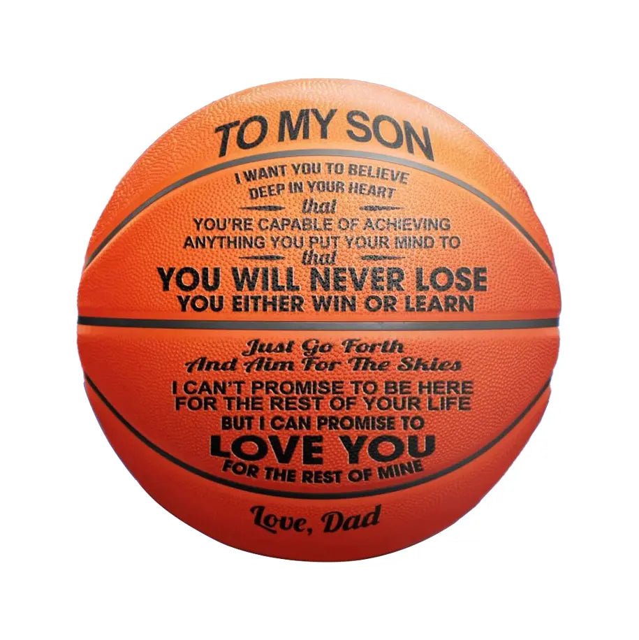 Engraved 29.5" Basketball Size 7- Personalized Gifts For Men, To My Son Gifts From Dad, Father And Son Gifts For Son, Grandson Gifts From Grandma, Christmas, Birthday, Graduation Gift For Son - Family Watchs