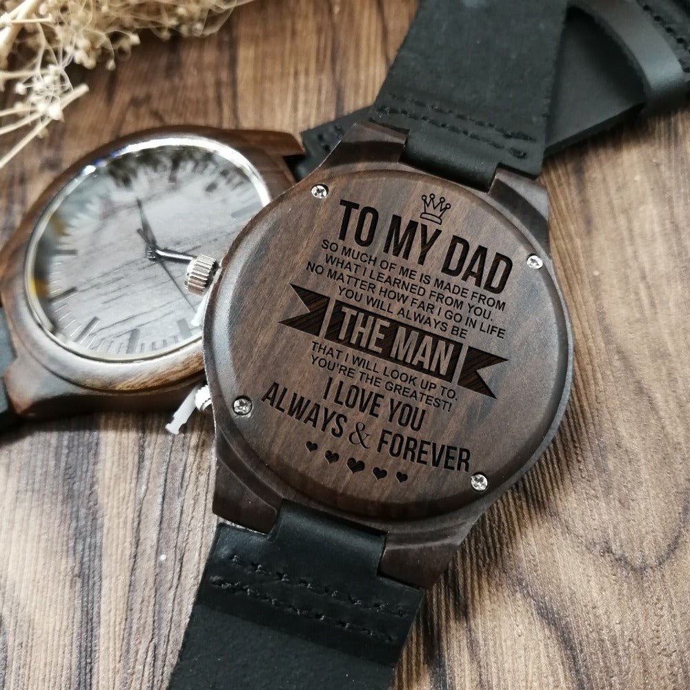 Familywatchs Gift Customized Personalise Wooden Watch To Dad - Family Watchs