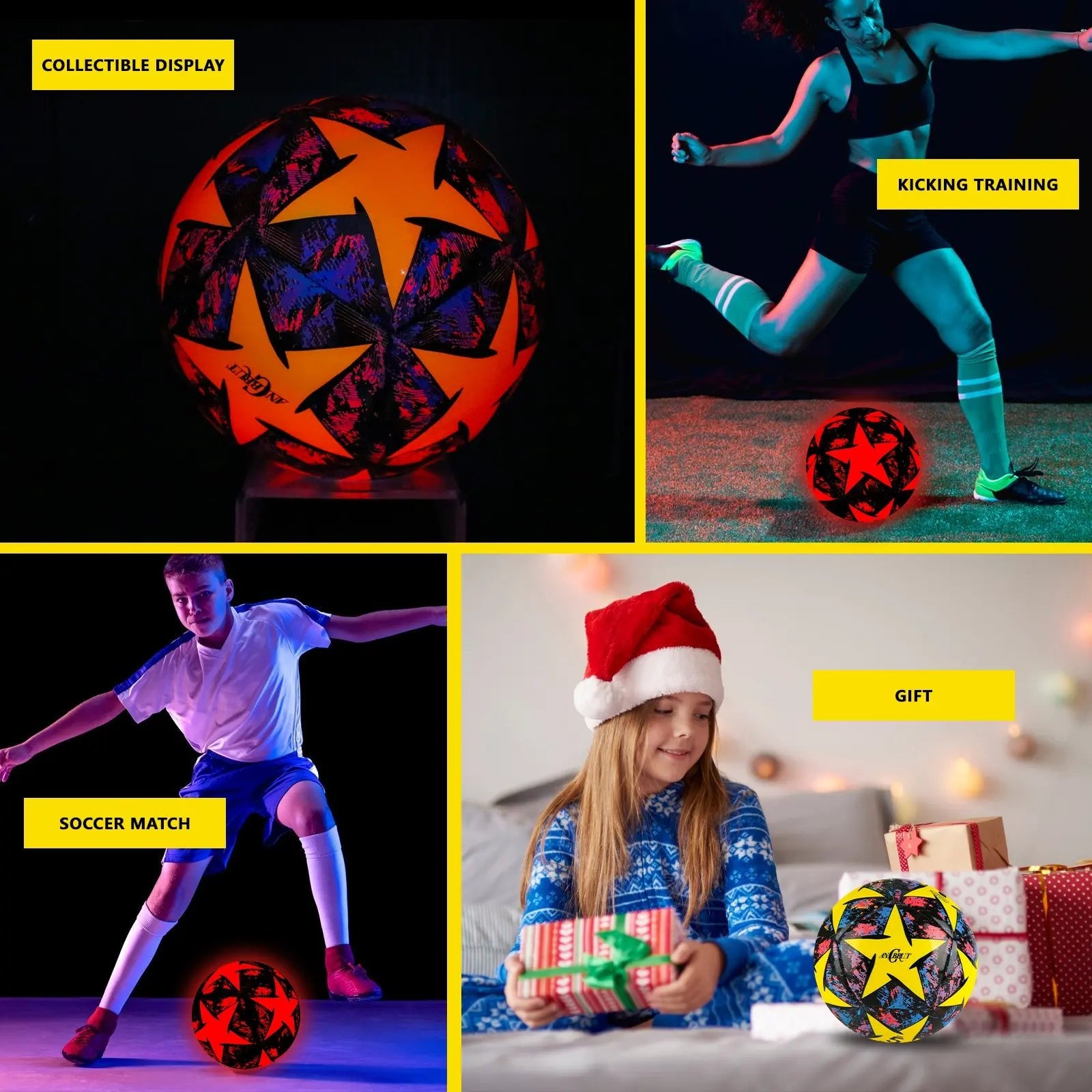 Glow In The Dark Soccer Ball- Light Up - Gift Ideas For Teen Boys And Girls - Family Watchs