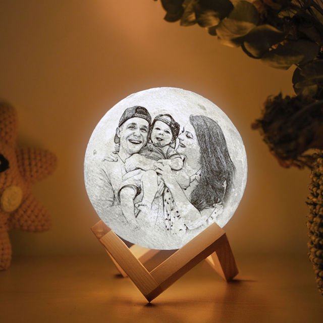 Magic 3D Personalized Photo Moon Lamp w/ Touch Control as Best Gift Idea for Your Loved Ones - Family Watchs