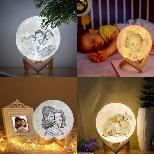 Magic 3D Personalized Photo Moon Lamp w/ Touch Control as Best Gift Idea for Your Loved Ones - Family Watchs