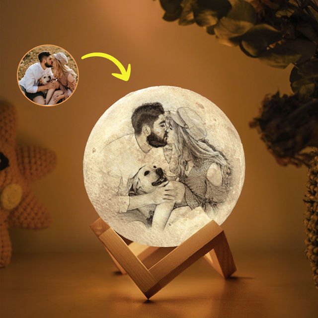 Magic 3D Personalized Photo Moon Lamp w/ Touch Control as Best Gift Idea for Your Loved Ones - Family Watchs