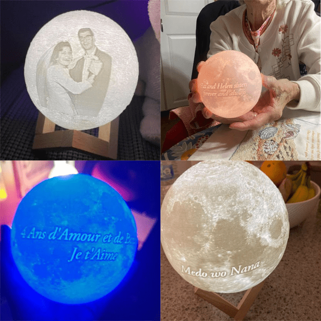 Magic 3D Personalized Photo Moon Lamp w/ Touch Control as Best Gift Idea for Your Loved Ones - Family Watchs