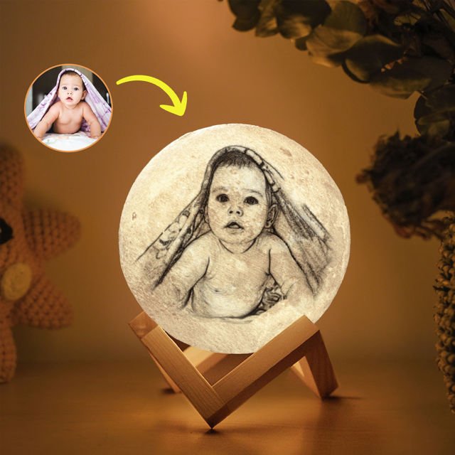 Magic 3D Personalized Photo Moon Lamp w/ Touch Control as Best Gift Idea for Your Loved Ones - Family Watchs