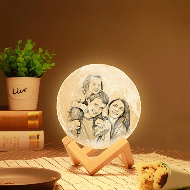 Magic 3D Personalized Photo Moon Lamp w/ Touch Control as Best Gift Idea for Your Loved Ones - Family Watchs