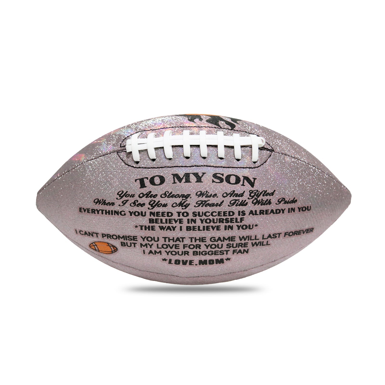 Mom To Son - Love You Birthday Graduation Christmas Holiday Gift With Cool Reflective Iridescent Personalized Football - Family Watchs