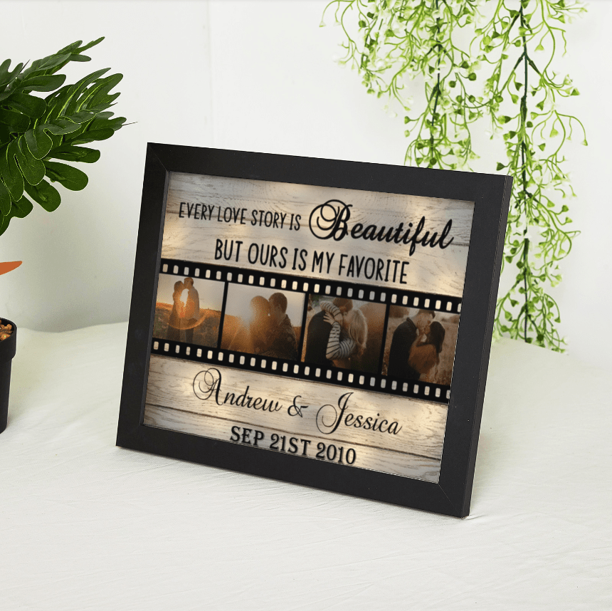 Personalised Names Couple Wooden Frame Ours Is My Favorite Custom Photos Anniversary Gift For Couple - Family Watchs