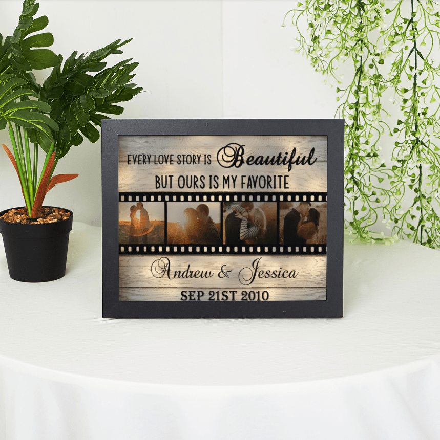 Personalised Names Couple Wooden Frame Ours Is My Favorite Custom Photos Anniversary Gift For Couple - Family Watchs