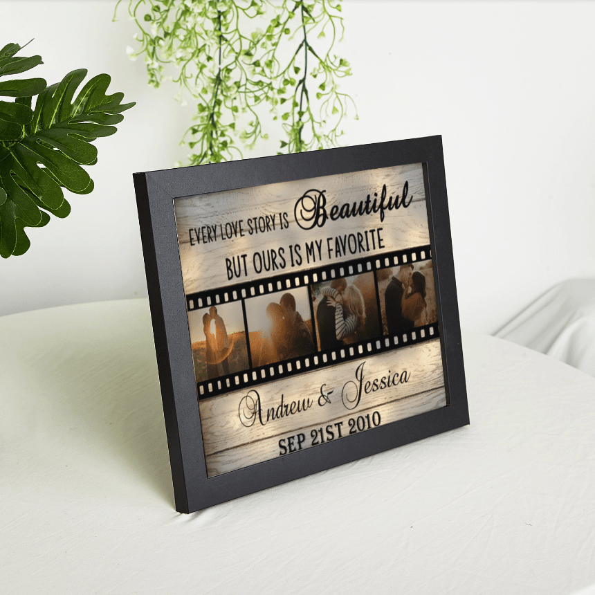 Personalised Names Couple Wooden Frame Ours Is My Favorite Custom Photos Anniversary Gift For Couple - Family Watchs