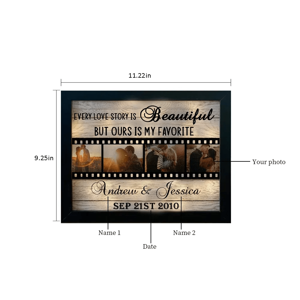 Personalised Names Couple Wooden Frame Ours Is My Favorite Custom Photos Anniversary Gift For Couple - Family Watchs