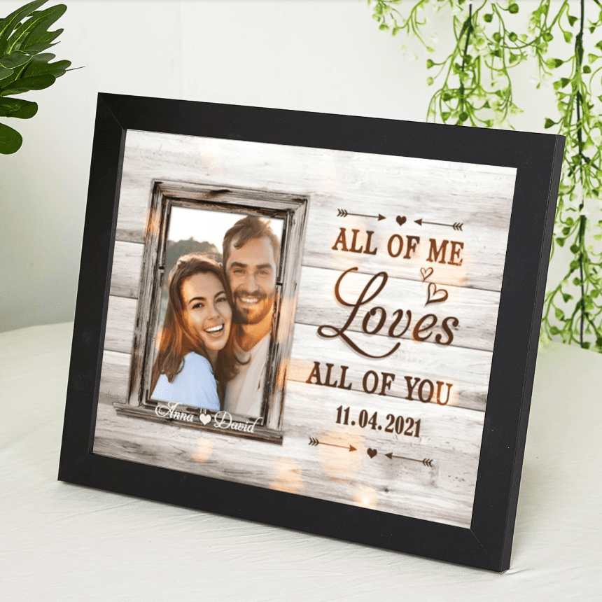 Personalised Photos Family Wooden Frame All of Me Loves All of You Custom Photos For Couple - Family Watchs