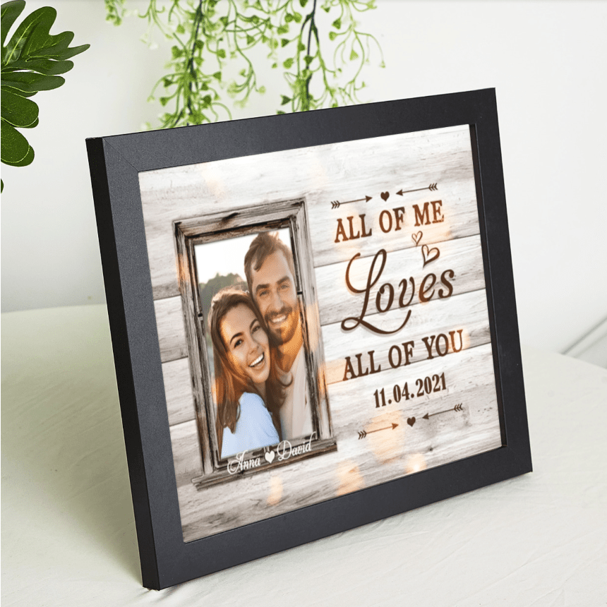 Personalised Photos Family Wooden Frame All of Me Loves All of You Custom Photos For Couple - Family Watchs