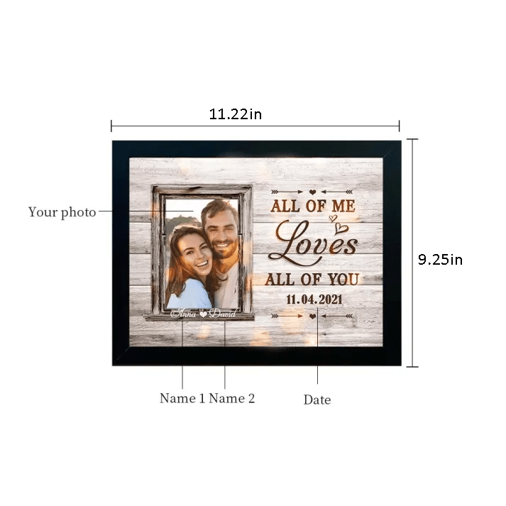 Personalised Photos Family Wooden Frame All of Me Loves All of You Custom Photos For Couple - Family Watchs