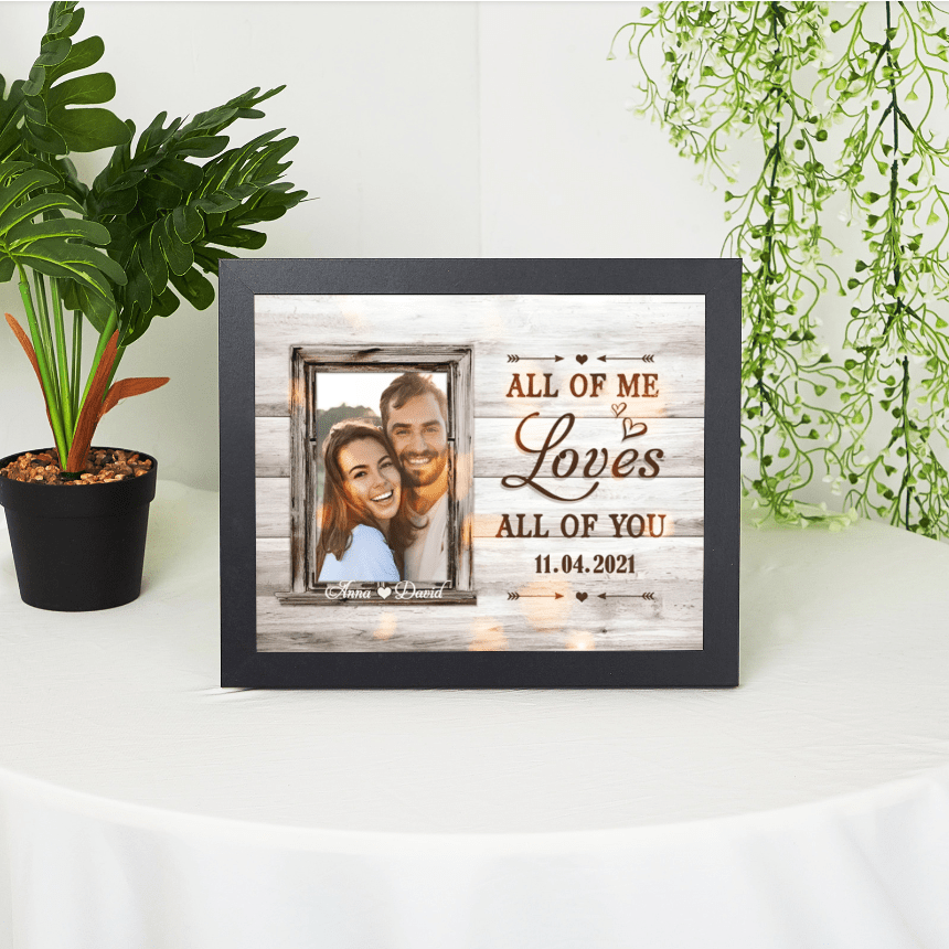 Personalised Photos Family Wooden Frame All of Me Loves All of You Custom Photos For Couple - Family Watchs