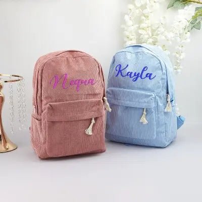 Personalized Corduroy Backpack, Monogram Toddler Backpacks, Embroidered School Bags for Kids and Toddlers, Birthday Gift, Preschool Book Bag - Family Watchs