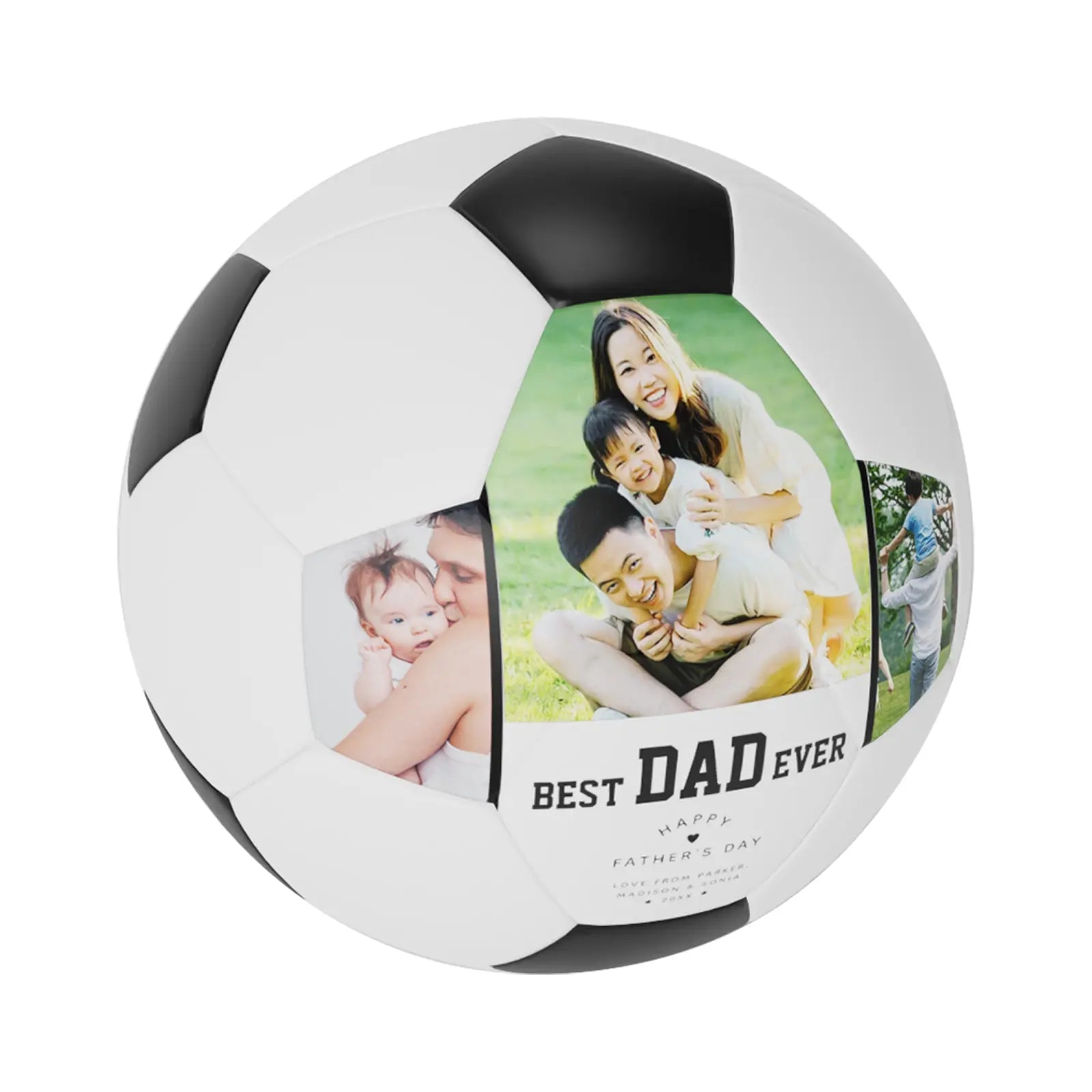 Personalized Custom 3 Photos Gifts Soccer Ball For Father's Day - Family Watchs