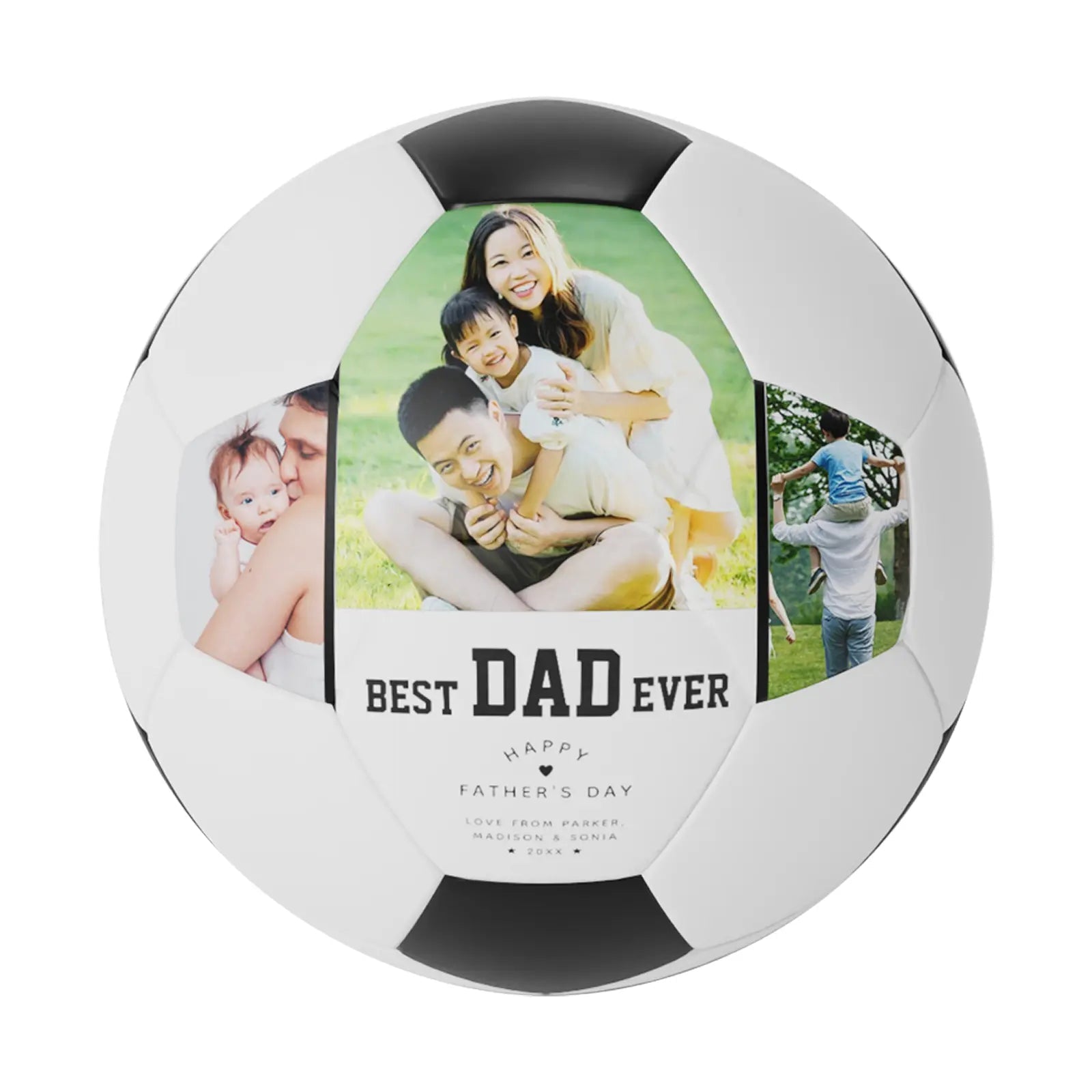 Personalized Custom 3 Photos Gifts Soccer Ball For Father's Day - Family Watchs