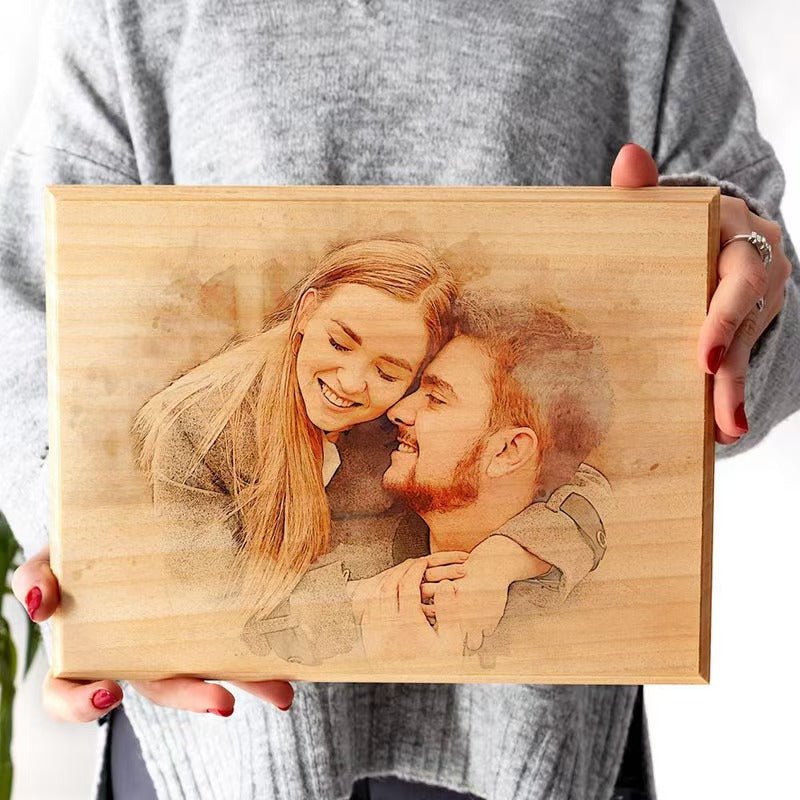 Personalized Custom Watercolor Style Portrait Print Photo Board Painting Mother's Day Birthday Anniversary Gift - Family Watchs