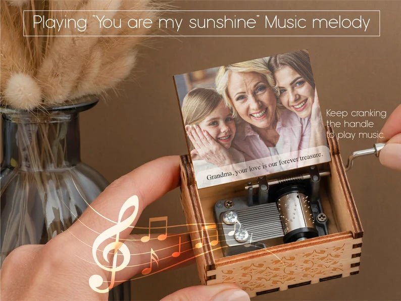 Personalized Custom Wooden Music Box Couple Gift, Anniversary Gift, Birthday Gift - Family Watchs
