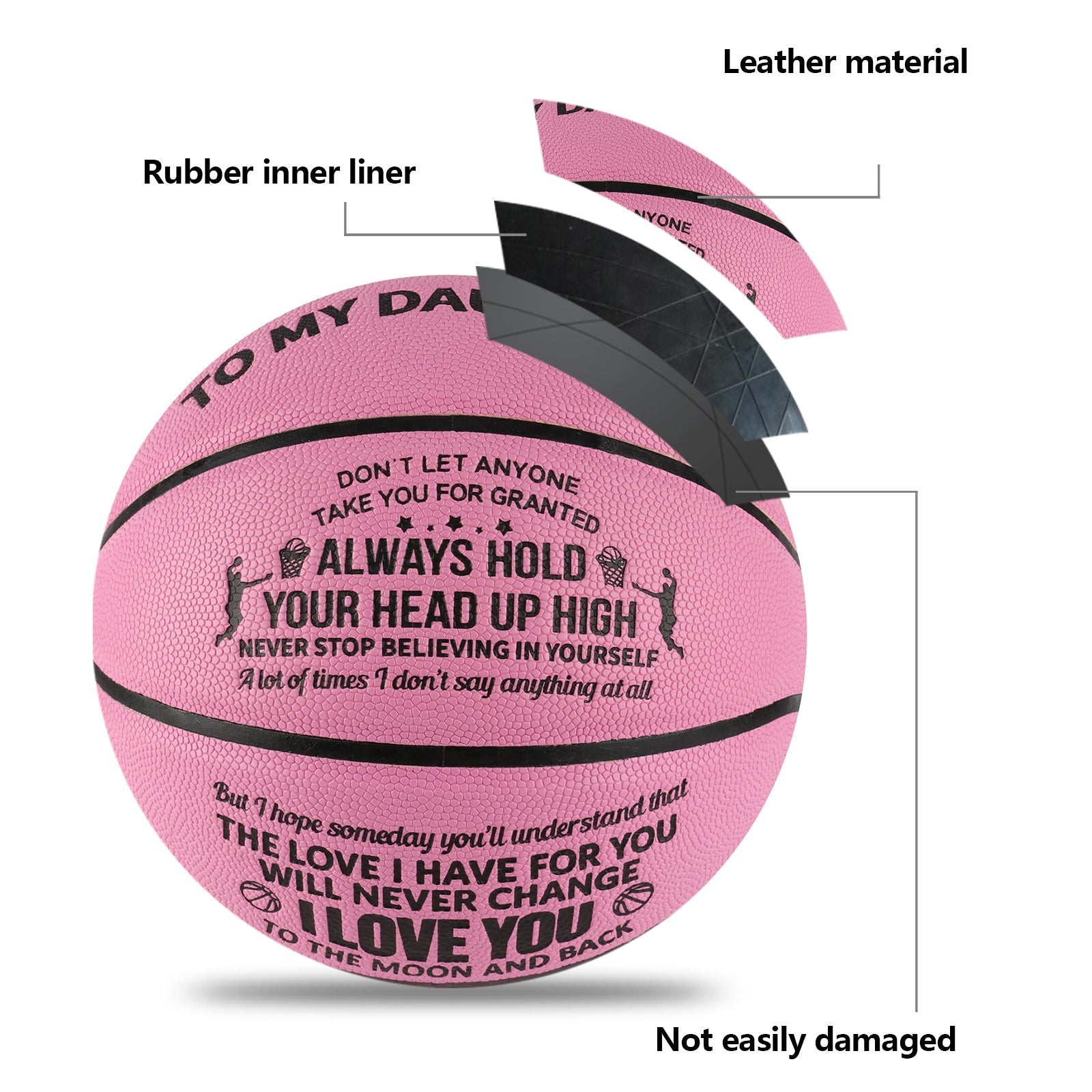 Personalized Letter Basketball For Daughter, Basketball Indoor/Outdoor Game Ball For Girl, Birthday Christmas Gift For Daughter, Pink - Family Watchs