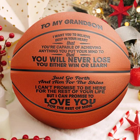 Personalized Letter Basketball For Grandson, Basketball Indoor/Outdoor Game Ball, Birthday Christmas Gift For Grandson From Grandparent,Black - Family Watchs