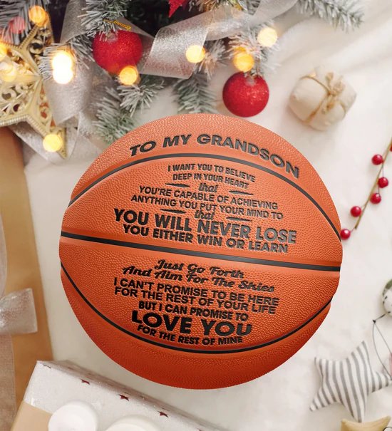 Personalized Letter Basketball For Grandson, Basketball Indoor/Outdoor Game Ball, Birthday Christmas Gift For Grandson From Grandparent,Black - Family Watchs