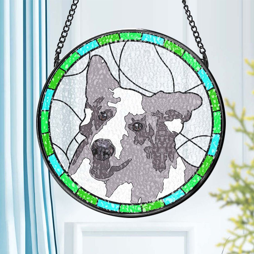 Personalized Pet Portrait Stained Glass Suncatcher Memorial Gift for Pet Lovers - Family Watchs