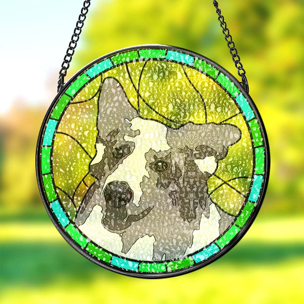 Personalized Pet Portrait Stained Glass Suncatcher Memorial Gift for Pet Lovers - Family Watchs