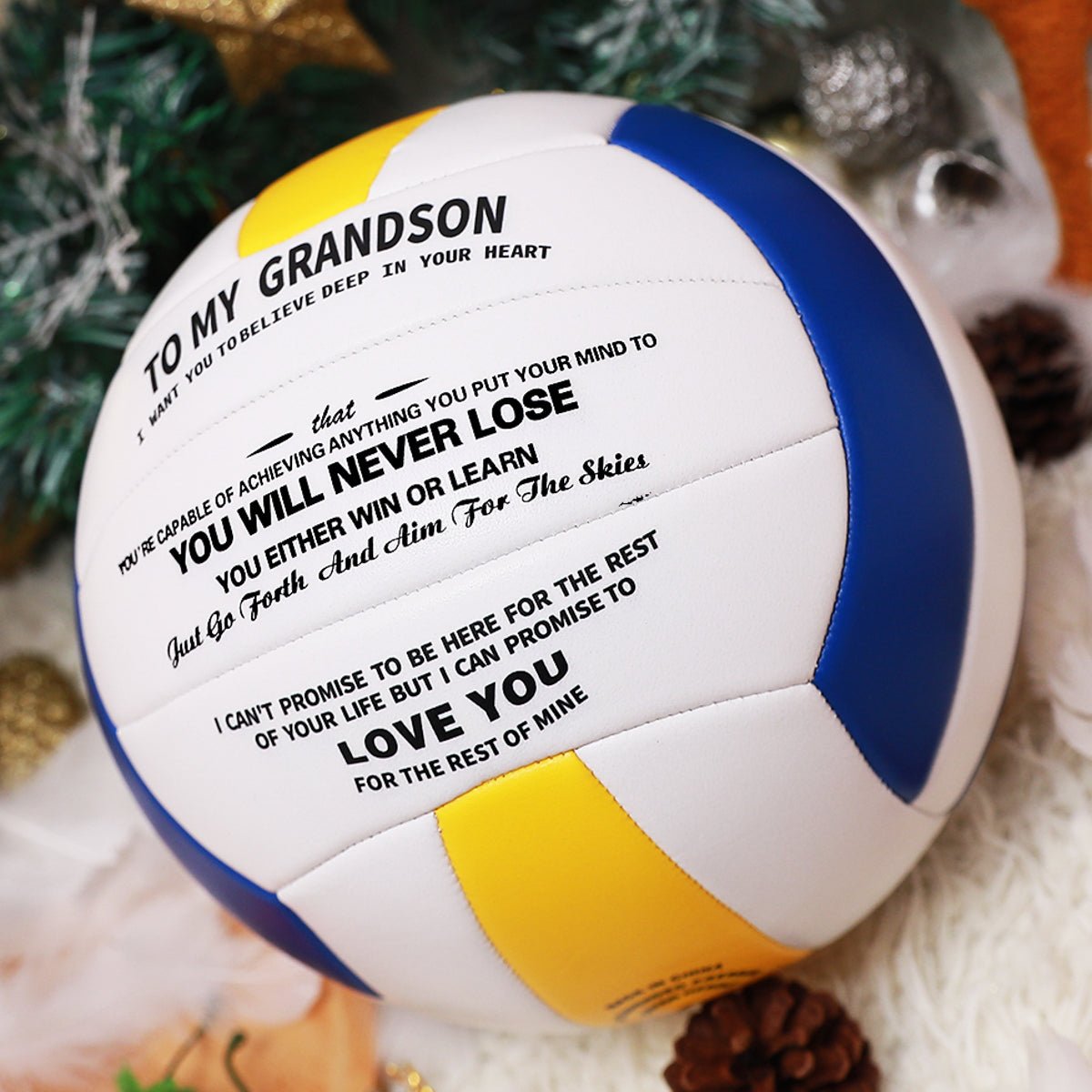 Personalized Printed Volleyball Gift To Grandson Volleyball for Grandson Sport Birthday Sport College Graduation Christmas Volleyball Gift Hand Stitch - Family Watchs