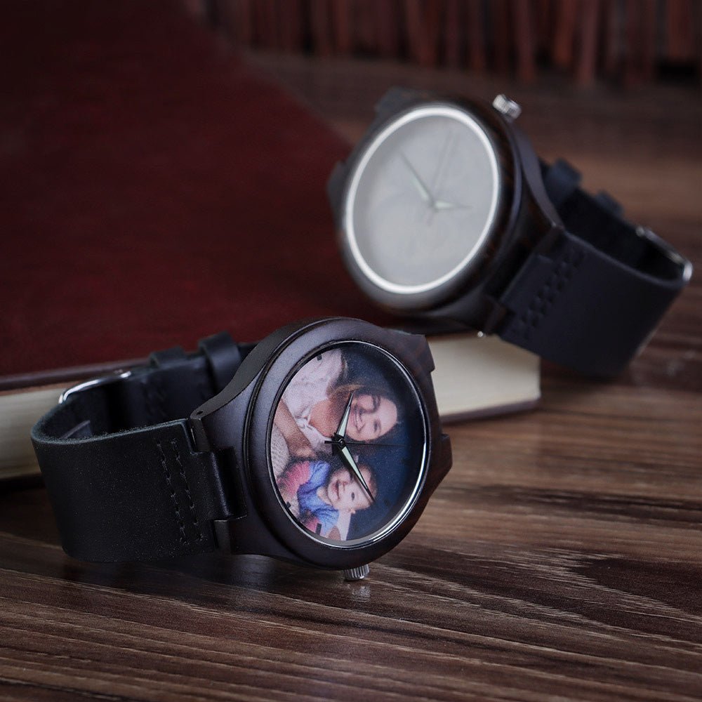 Personalized Vintage Custom Engraved Photo Engraved Wooden Watche - Family Watchs