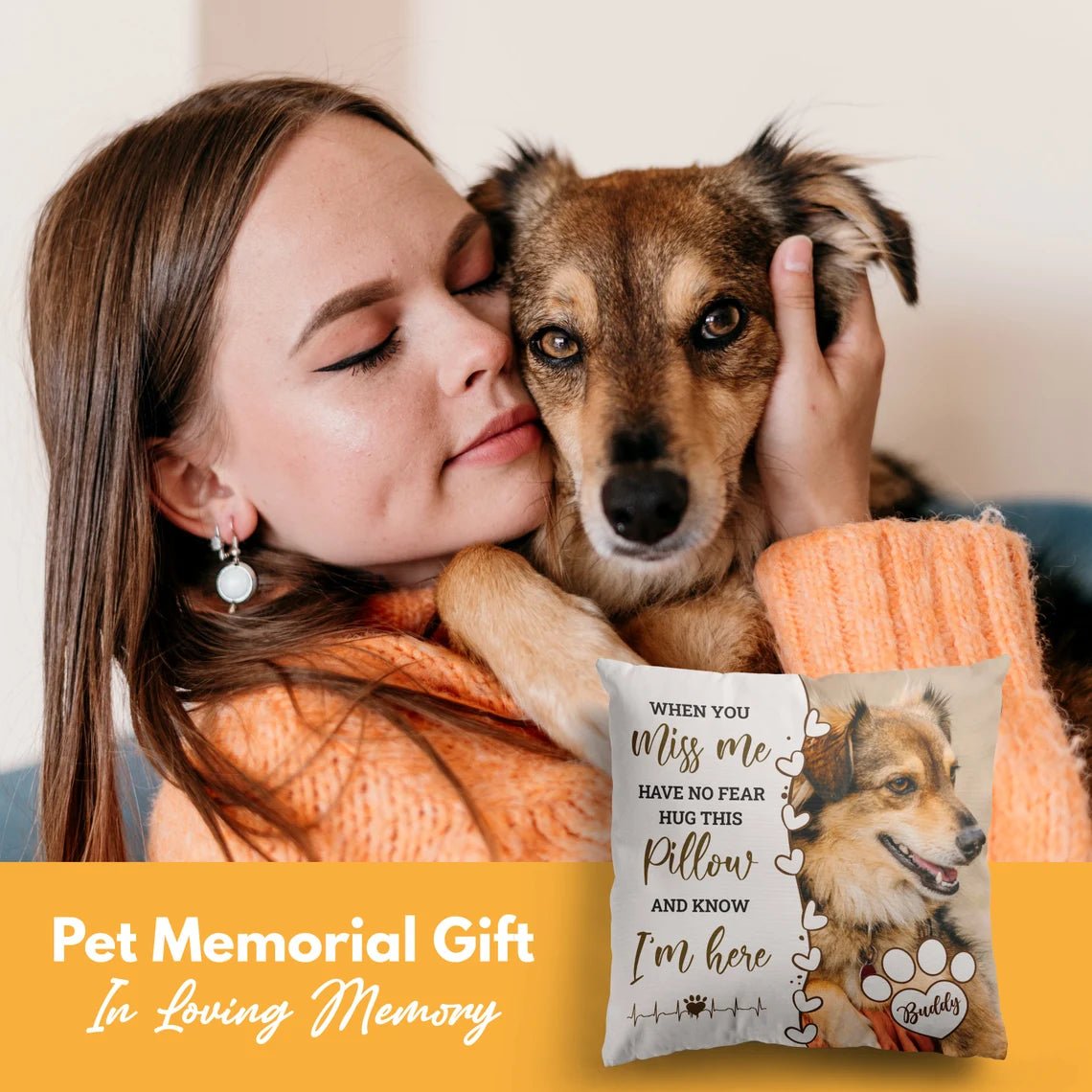 Pet Memorial Gift, Dog Memorial Pillow Personalized, Custom Loss of Pet Sympathy Gift with Pet's Picture, Pet Loss Gift for Dog Lover - Family Watchs