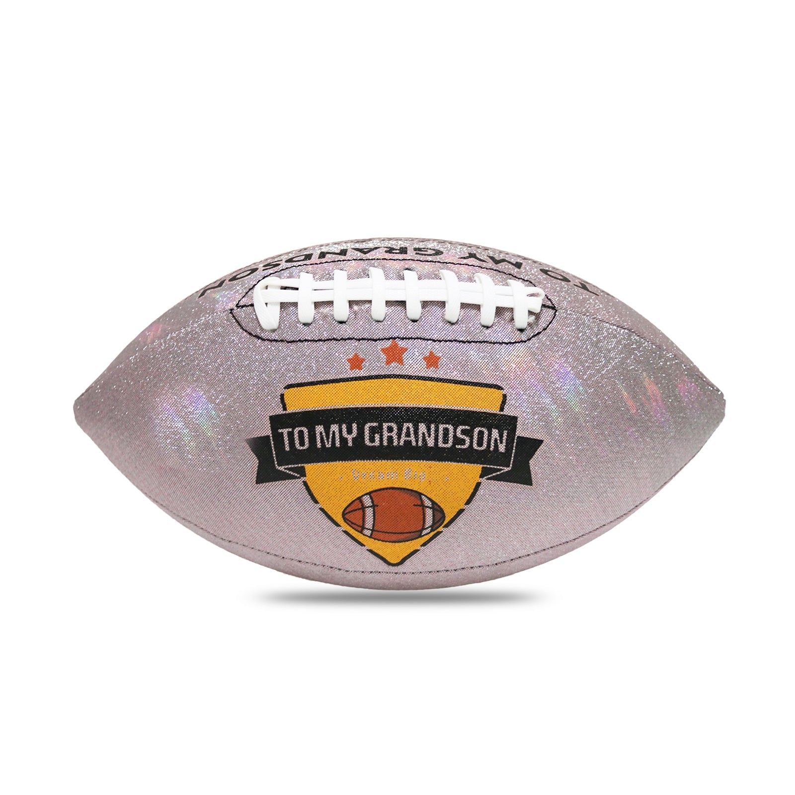 To My Grandson - Love You Birthday Graduation Christmas Holiday Gift With Cool Reflective Iridescent Personalized Football - Family Watchs