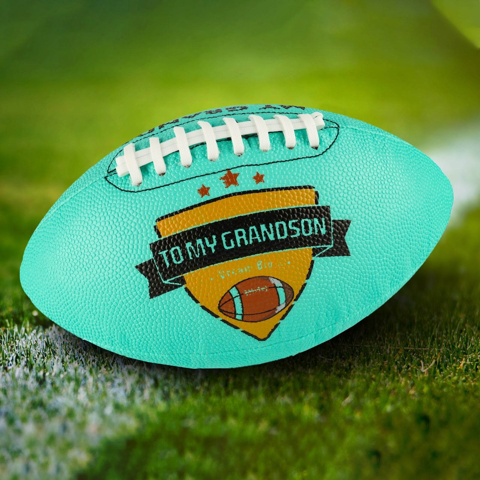 To My Grandson - Personalized Football Birthday Graduation Christmas Holiday Gift, Blue - Family Watchs